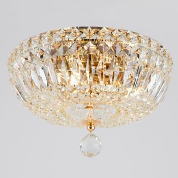 Plafón Maytoni Basfor, dorado, Ø 30 cm, 3 x E14, Semi Empotrado Oro Antiguo & Cristal, 3 Luces
