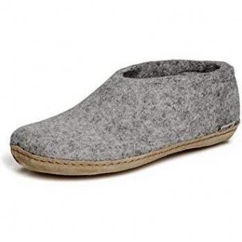 Glerups Adults' Wool Slipper, Grey 47 M, Leather/Wool