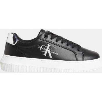 Calvin Klein Women's Sleek Black Lace-Up Sneakers with Contrasting Details - EU38/US8