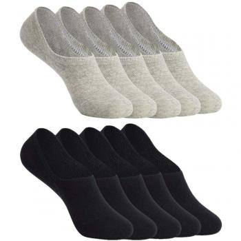 YOUCHAN Calcetines Mujer Hombre 10 Pares Tobilleros Invisibles Antideslizante Algodon Silicona Calcetines Verano-Negro-Gris-39-42