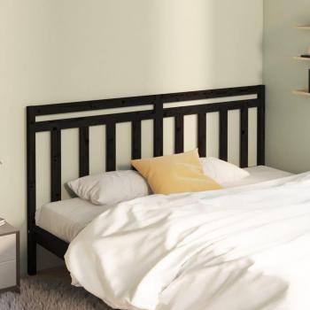 Cabecero de cama negro 206x4x100 cm madera maciza de pino