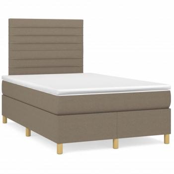 Cama de muelles con colchón y LED Tortoria 120x190 cm Tela gris taupe