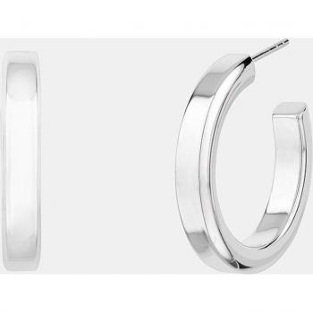 Pendientes de aro City especial de plata con brazo rectangular.