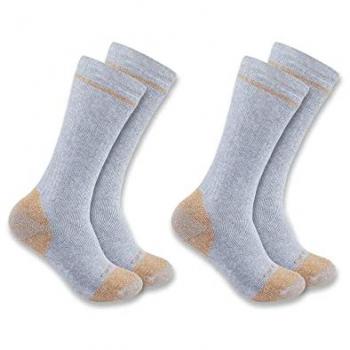 Carhartt Calcetines Largos de Algodón Mezcla Acero con Punta de Acero, Paquete de 2, Color Gris, Talla XL para Hombre