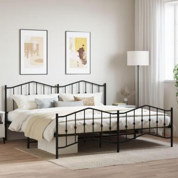 vidaXL Metal Bed Frame without Mattress with Footboard Black 193x203cm