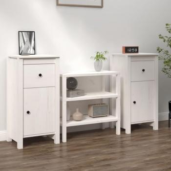 Aparador 2 piezas Blanco 40x35x80 cm Madera maciza de pino