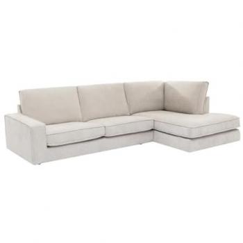 Sofá rinconera derecho de tela beige APRICALE - 5 plazas - Estructura de contrachapado