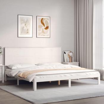 Estructura de cama con cabecero de madera maciza blanca 200x200 cm vidaXL