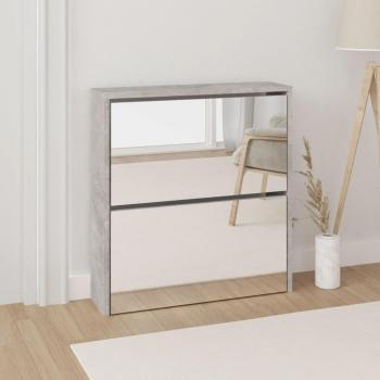 Zapatero con espejo 2 niveles Gris Cemento 63x17x67cm