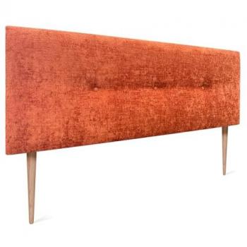 Cabecero Tapizado en Lana Natural Naranja con Botones y Patas 160x105cm para Cama Dormitorio Alcolchado