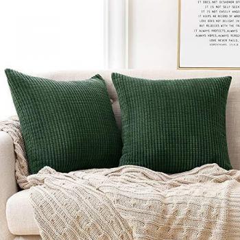 Deconovo Fundas para Cojines Decoracion de Salon 2 Piezas 65x65cm Verde Oscuro