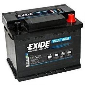 Batería Náutica EXIDE Dual AGM EP500 (500Wh) 12V 60Ah
