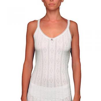 Camiseta tirantes Avet 63100 52 Blanco, algodón, tirante fino con blonda y calada