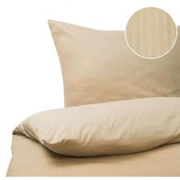 Conjunto de Funda de Edredón y Fundas de Almohada Beige Arena Rayado en Satén de Algodón 240 x 220 cm Avondale