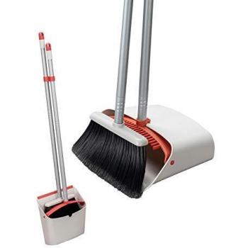 Jekayla Escoba y recogedor, barredora y recogedora de Polvo Combinados con una manija Extensible de 137 cm de Largo para el Barrido de Limpieza del hogar, Blanco