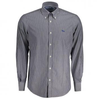 Harmont & Blaine Striped Long Sleeve Blue Cotton Shirt - Size M