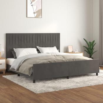 Cama solar sin colchón terciopelo gris oscuro 200x200 cm con estructura cama y cabecero en terciopelo gris oscuro