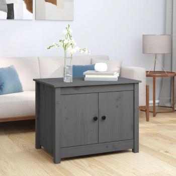 Mesa de centro de madera maciza de pino 71x49x55 cm en color natural, blanco y gris