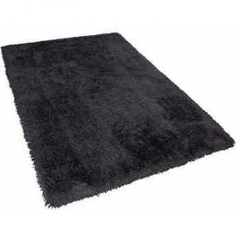 Alfombra Shaggy Negra de Pelo Largo Rectangular 140 x 200 cm en Poliéster