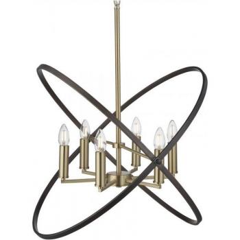 Lámpara colgante de 6 luces de bronce marrón E14 - Suspensión hoopla