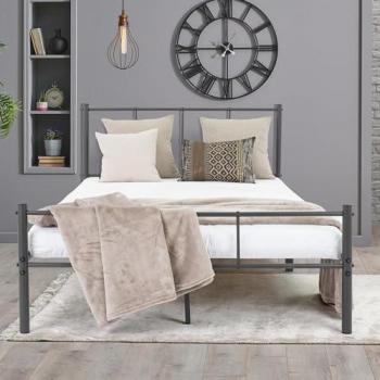 Cama Metálica Antracita 120x200 cm con Cabecero y Somier de Acero - Diseño Juvenil y Amplio Espacio de Almacenamiento