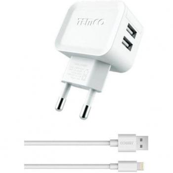 Voltistar Pack Cargador Dual USB 2.4A + Cable Lightning 2A 1M Blanco