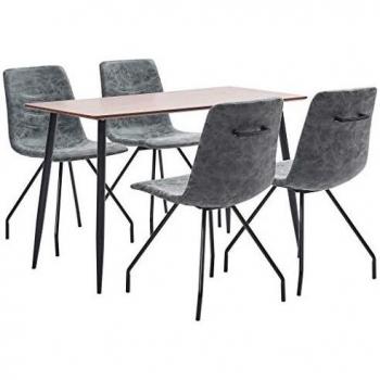vidaXL Juego de Comedor 5 Piezas Cuero Sintético Mobiliario Decoración Interior Casa Hogar Robusto Duradero Resistente Funcional Práctico Útil Negro
