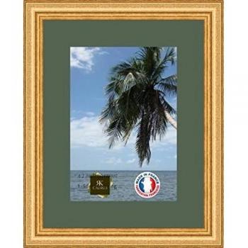 RK Cadres Marco de Fotos con paspartú Bosque Verde para Obtener una Imagen 24x34 o 34 x 24 cm Marco de la Foto Oro de Lujo Classic, 4.2 cm de Ancho, Marco de Madera de Fotos