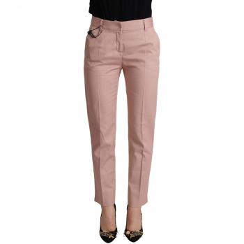 Dolce & Gabbana Pink Cotton Mid Waist Trouser Tapered Pants - IT36 | XS, Chinos, female, Pink, Size: 3XS