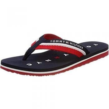 Tommy Hilfiger Women's Loves Beach Flip Flops - Navy Blue/White/Red, Size 42