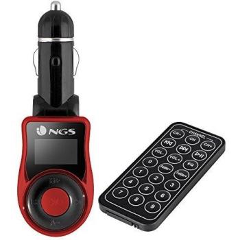 NGS SPARK V2- Car/Truck FM Transmitter with MP3 Format and Remote Control, Black and Red