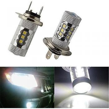 KATUR 2 unids H7 faro antiniebla faro luz de circulación diurna 80W 16SMD LED lámpara antiniebla de conducción 12V 2000LM 6000K blanco