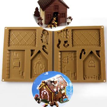 Blanketswarm Santa Casa Panadería Molde Navidad Pan de jengibre Casa Silicio Molde Set