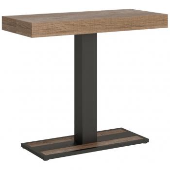 Consola extensible 90x40/300 cm roble natural con estructura antracita para 14 personas