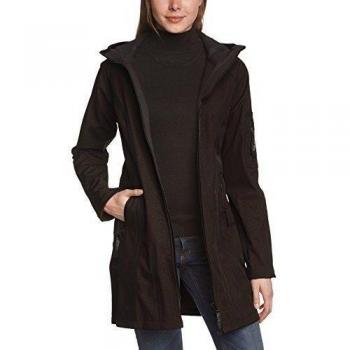 Ilse Jacobsen klassiche Damen Jacke ¾ Lang | Outdoor Regenjacke Wasserdicht, winddicht, atmungsaktiv mit Kapuze | aus Softshell, Polyester und Elastan | RAIN37 Schwarz 34