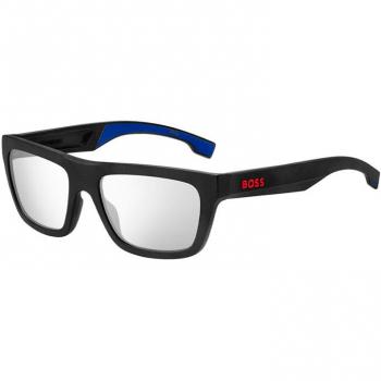 Hugo Boss Square Men's Matte Black Blue Extra White Silver Mirror Sunglasses 1451/s - One Size