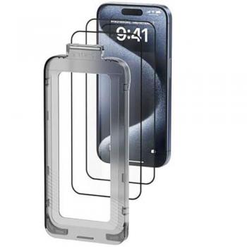 Protector de Pantalla de Cristal Templado Vention HD para iPhone 15 Pro Max 6.7 - Pack de 2 con Herramienta de Instalación Antipolvo