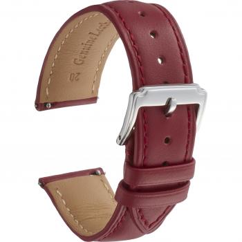 Correa de reloj Calum de cuero genuino liso con liberación rápida para smartwatch (12 mm y 24 mm) - (20 mm, rojo)