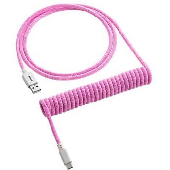 CableMod Classic Coiled USB-C to USB-A Keyboard Cable - 150cm Strawberry Cream