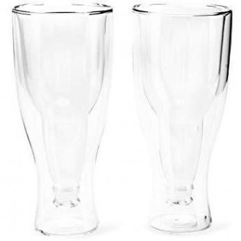 Balvi Vaso Cerveza Gravity Set de 2 Vasos de 400 ml Doble Pared Mantiene el Frio Forma de Botella del