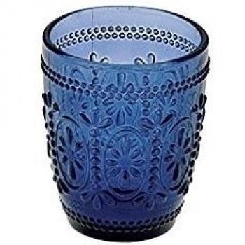 Anton Studio Designs  Savoie Juego de 6 vasos de cristal doble retro azul oscuro