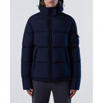 North Sails Eco-Friendly Blue Puffer Jacket - XXL with Detachable Hood and Multiple Pockets