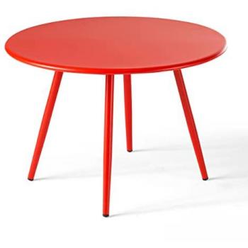 Mesa de centro redonda de metal rojo Oviala Palavas