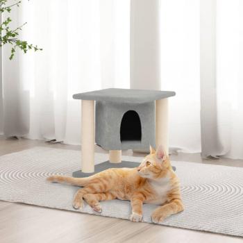 Rascador para Gatos Day and Night con postes de sisal gris claro de 37 cm