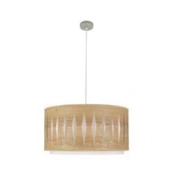 Colgante Alexandra 2xe27 Niquel/madera Clara Regx50x50 Cm - Diseño Elegante