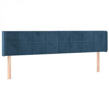 Cabecero de cama con LED de terciopelo azul oscuro 183x16x78/88 cm