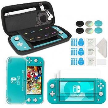 innoAura Kit de Accesorios para Nintendo Switch Lite, incluye Funda con 8 Tarjetas de Juego, Funda de TPU, 2 Protectores de Pantalla de Vidrio Templado para los Accesorios de Switch Lite