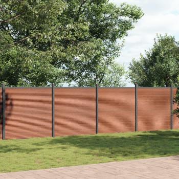 Panel de Valla WPC 699x186 cm Color Marrón, Ideal para Jardín, Seguridad y Ventilación
