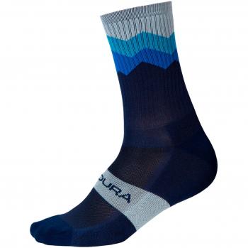 Endura Calcetín de ciclismo dentado, Azul Marino, Small