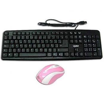 TECLADO SATYCON USB MOD.200 Y RATON USB ROSA